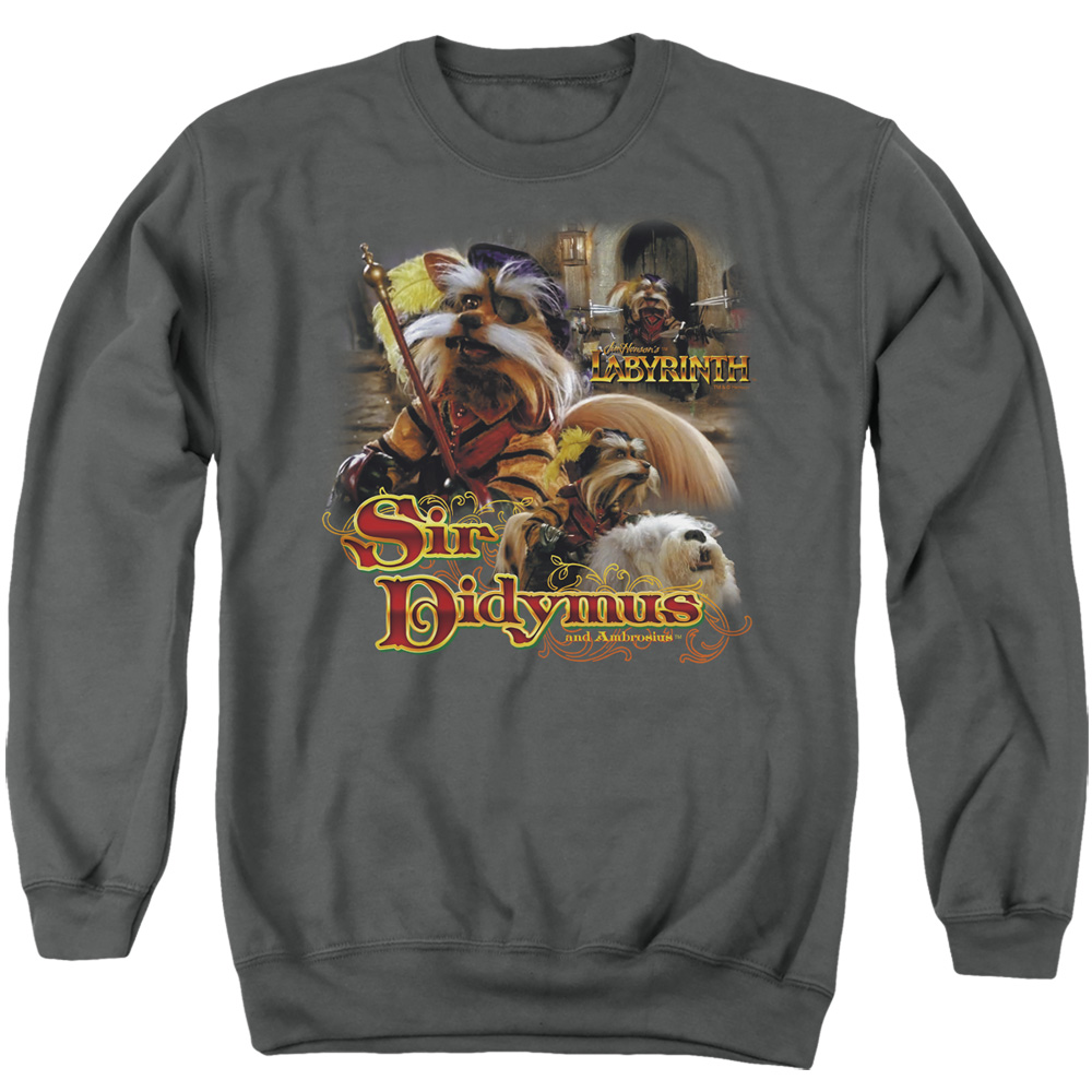 LAB116-AS-2 Labyrinth Sir Didymus Adult Crewneck Sweatshirt, Charcoal - Medium