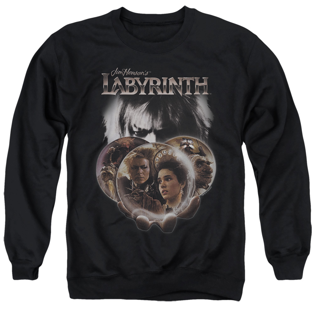 LAB143-AS-2 Labyrinth Globes Adult Crewneck Sweatshirt, Black - Medium