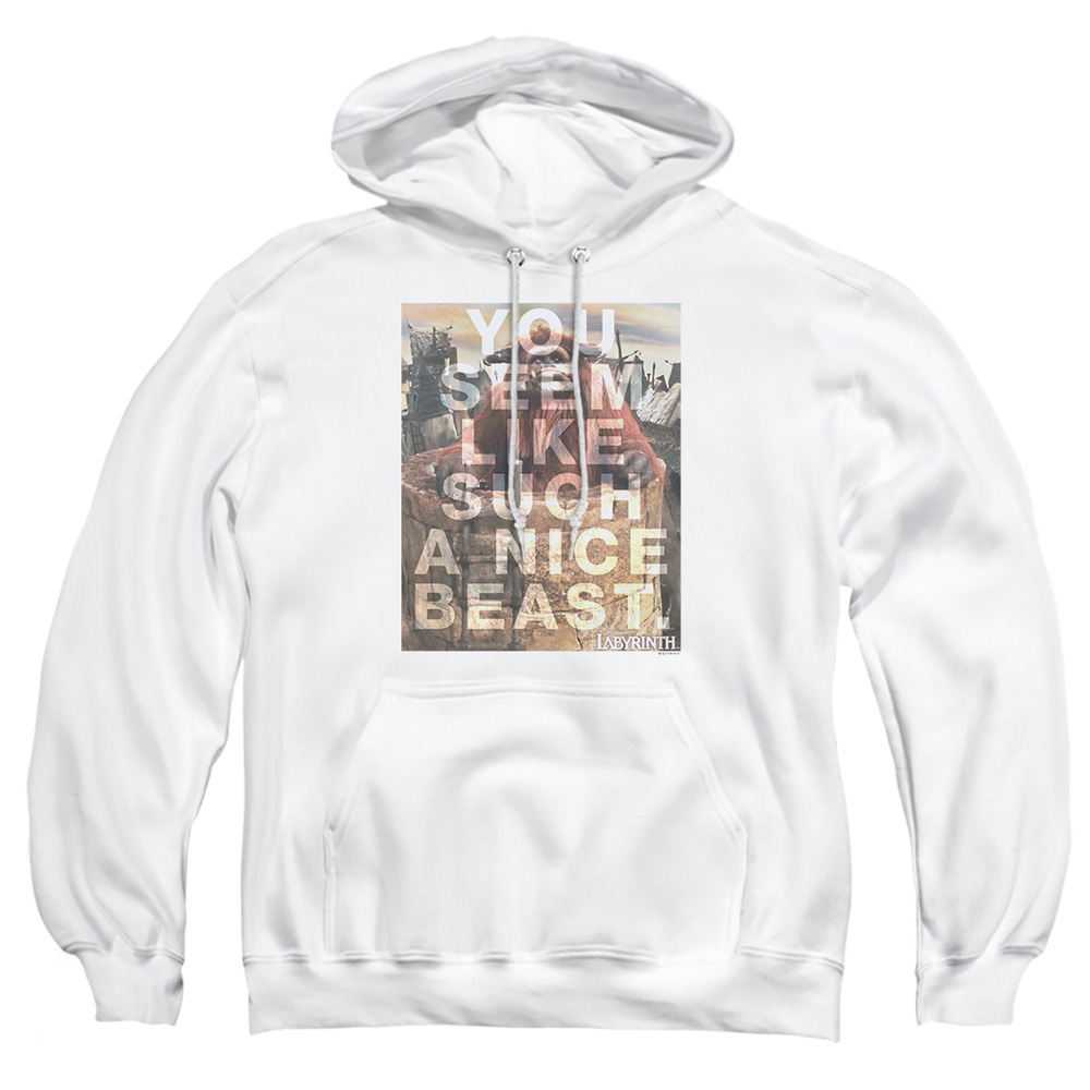 LAB162-AFTH-4 Labyrinth Nice Beast Adult Pullover Hoodie, White - Extra Large
