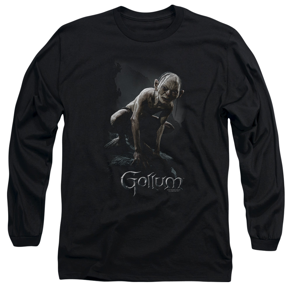 LOR3005-AL-6 Lord of The Rings Gollum Adult Long Sleeve T-Shirt, Black - 3X