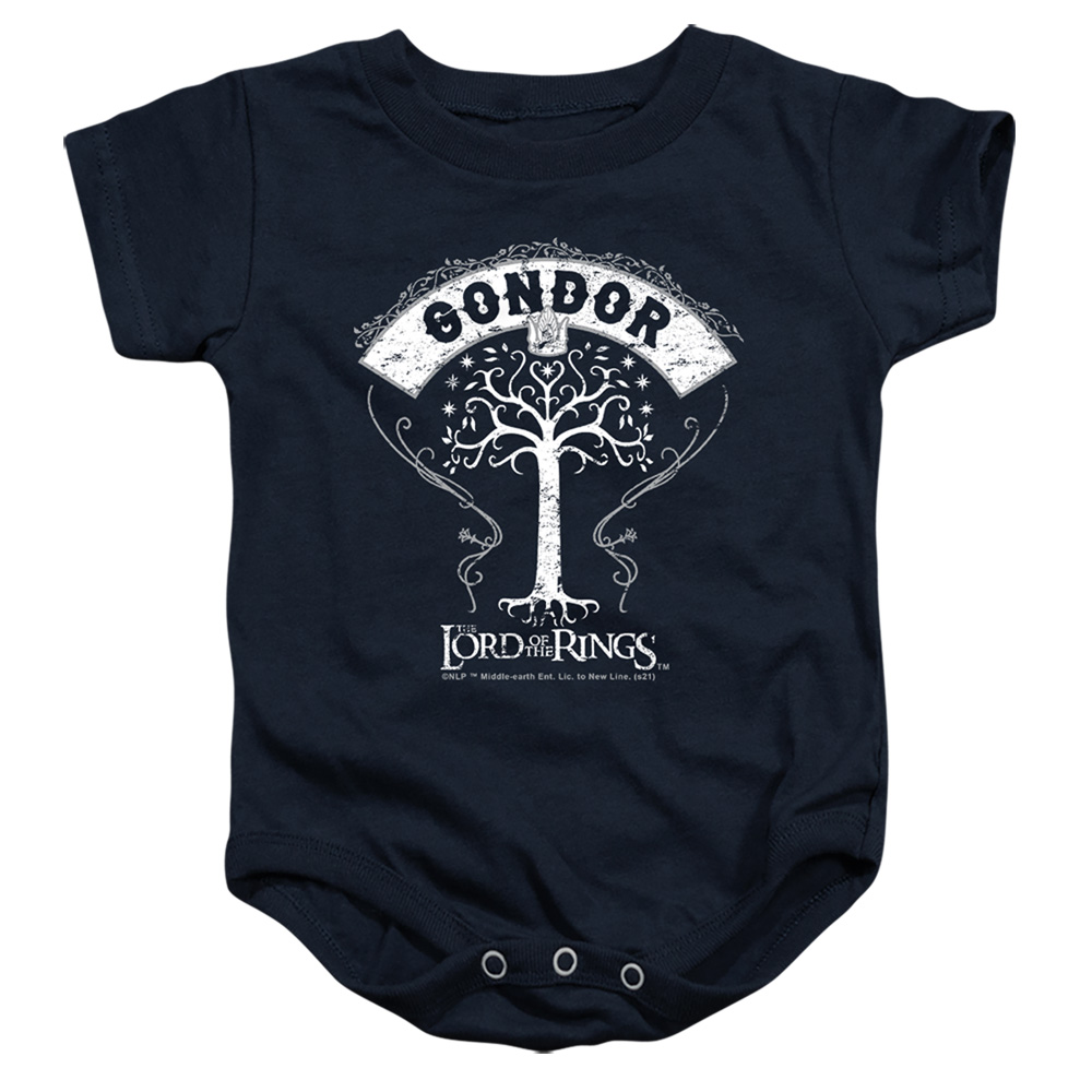 LOR1143-SS-1 Lord of The Rings Tree of Gondor Infant Snapsuit, Navy - Small - 6 Month