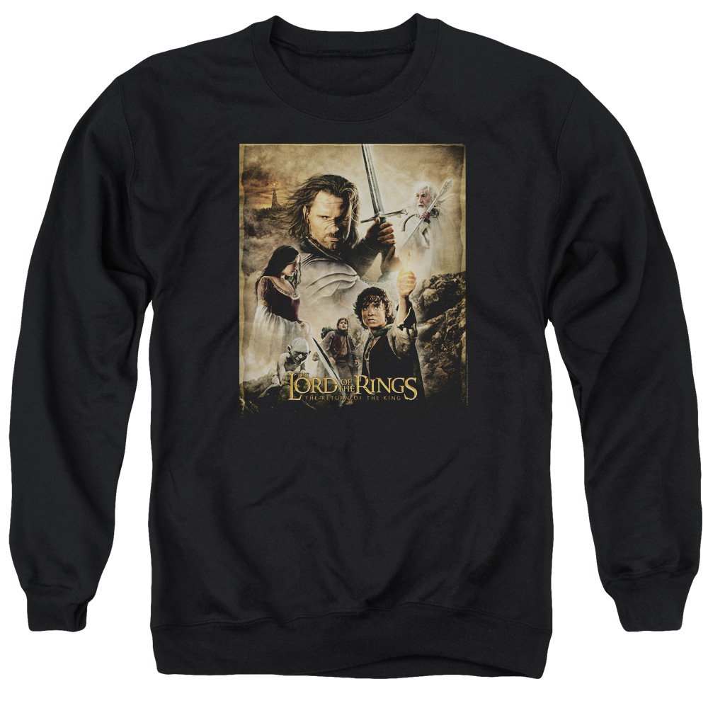 LOR3002-AS-4 Lord of The Rings Rotk Poster Adult Crewneck Sweatshirt, Black - Extra Large