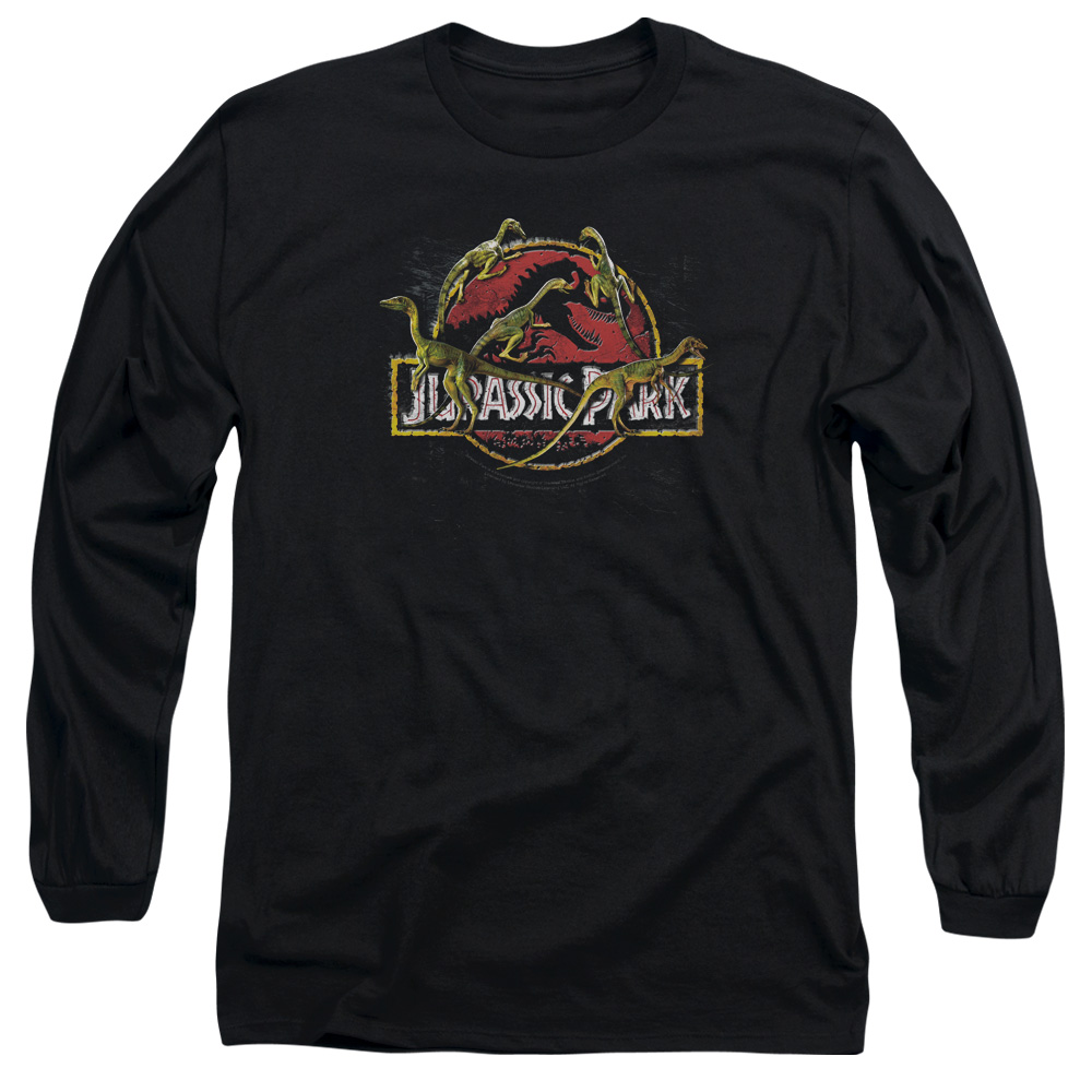 UNI337-AL-2 Jurassic Park Something Has Survived Adult Long Sleeve T-Shirt, Black - Medium