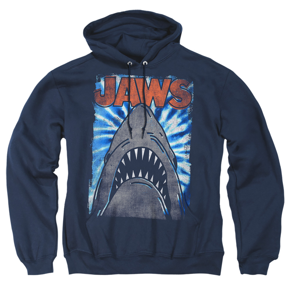 UNI1706-AFTH-2 Jaws Ocean Tie Dye Adult Pullover Hoodie, Navy - Medium