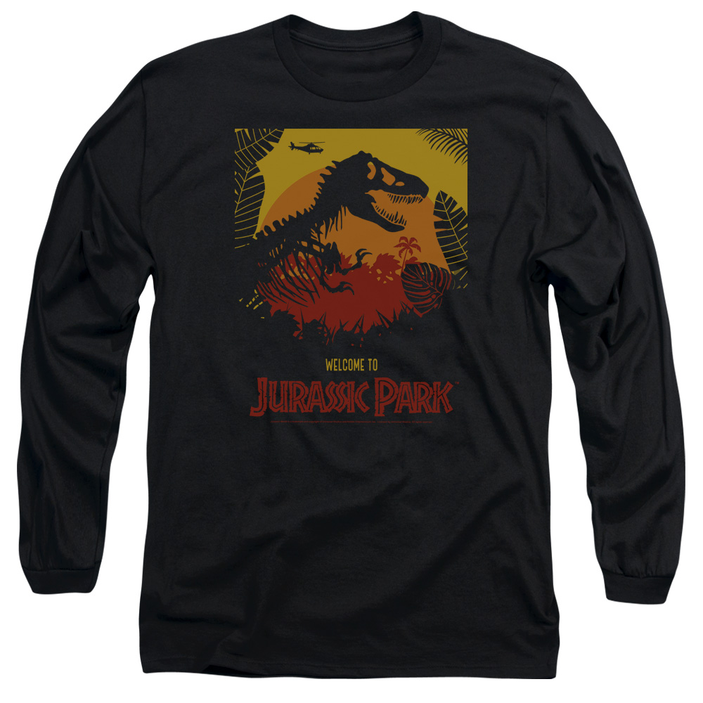 UNI1161-AL-5 Jurassic Park Welcome to JP Adult Long Sleeve T-Shirt, Black - 2X