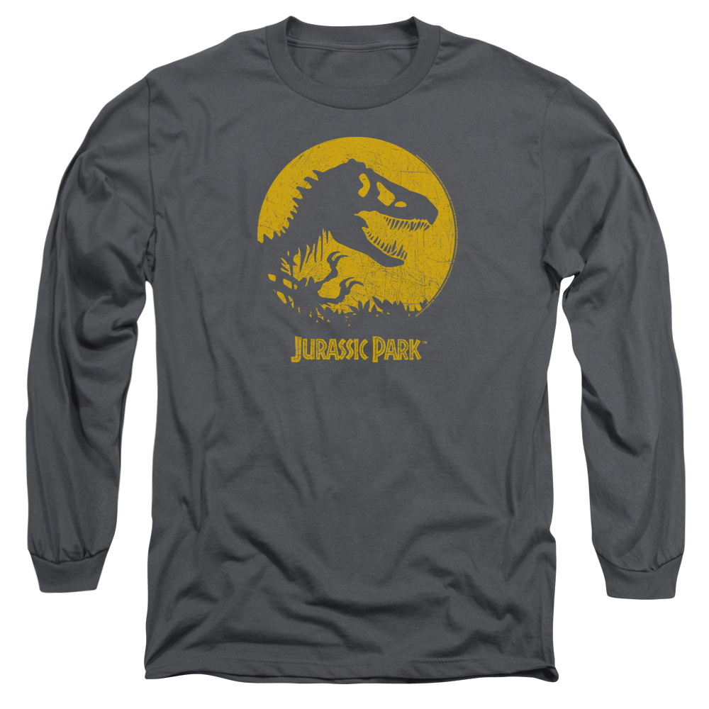 UNI1165B-AL-2 Jurassic Park T Rex Sphere Adult Long Sleeve T-Shirt, Charcoal - Medium