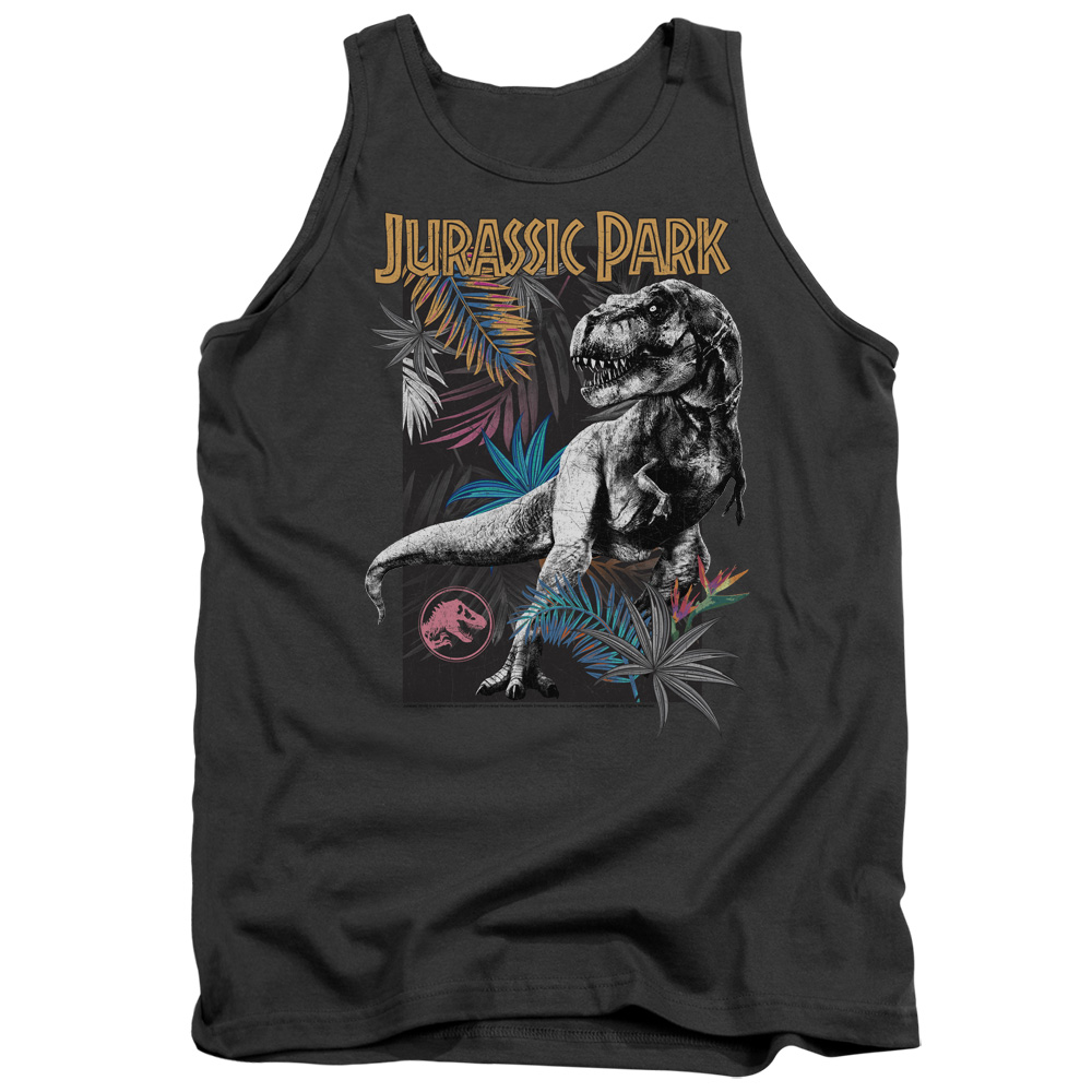 UNI1172-TK-2 Jurassic Park Foliage Adult Tank Top, Charcoal - Medium