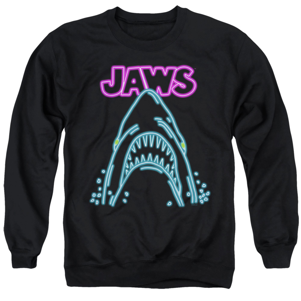 UNI1713-AS-2 Jaws Neon Adult Crewneck Sweatshirt, Black - Medium