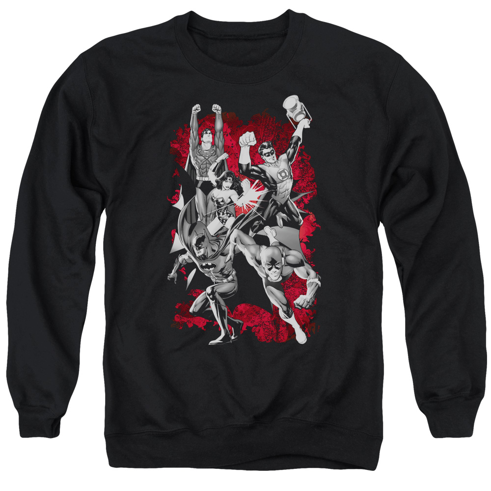 JLA127-AS-2 JLA Explosion Adult Crewneck Sweatshirt, Black - Medium