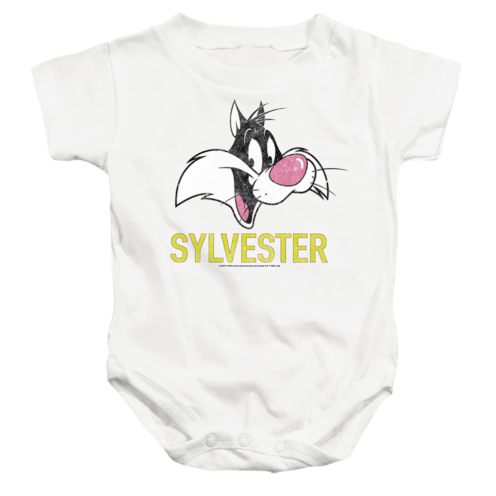 LT686-SS-4 Looney Tunes Sylvester Infant Snapsuit, White - Extra Large - 24 Month