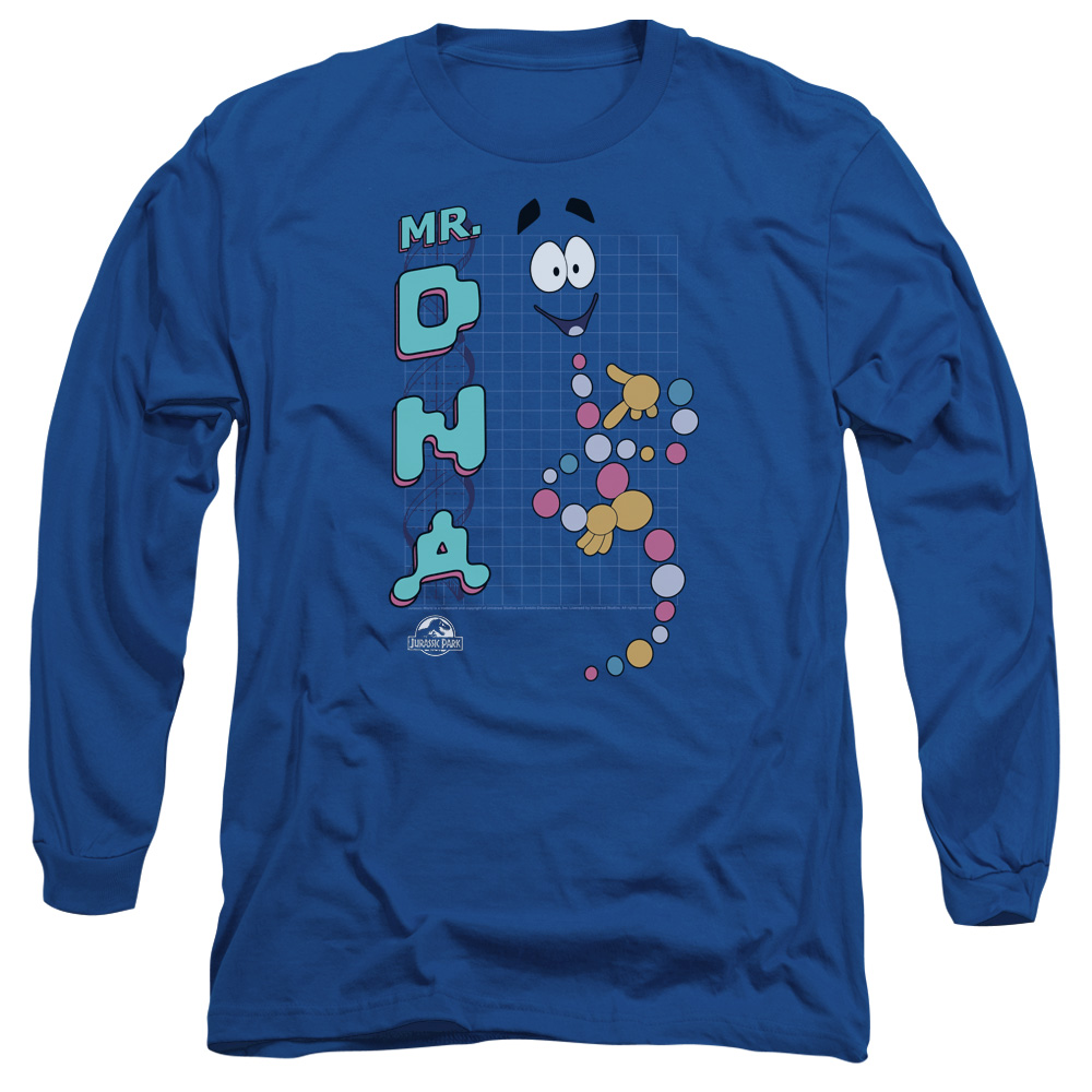 UNI1149-AL-6 Jurassic Park Mr DNA Adult Long Sleeve T-Shirt, Royal - 3X