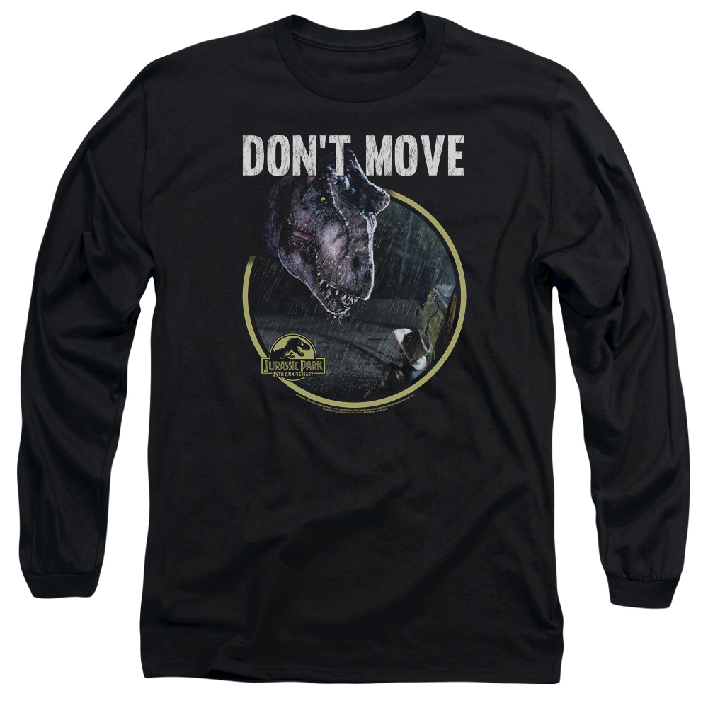 UNI1158-AL-5 Jurassic Park Dont Move Adult Long Sleeve T-Shirt, Black - 2X