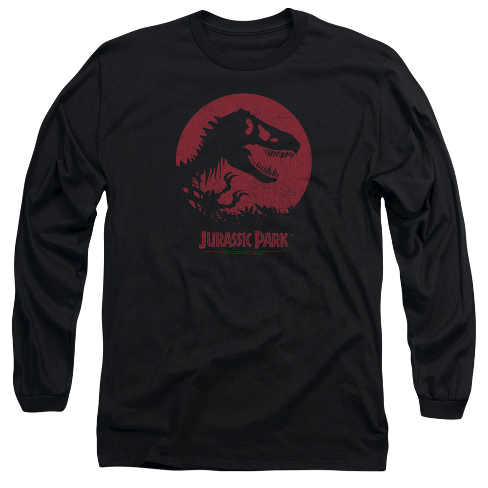 UNI1165-AL-3 Jurassic Park T-Rex Sphere Adult Long Sleeve T-Shirt, Black - Large