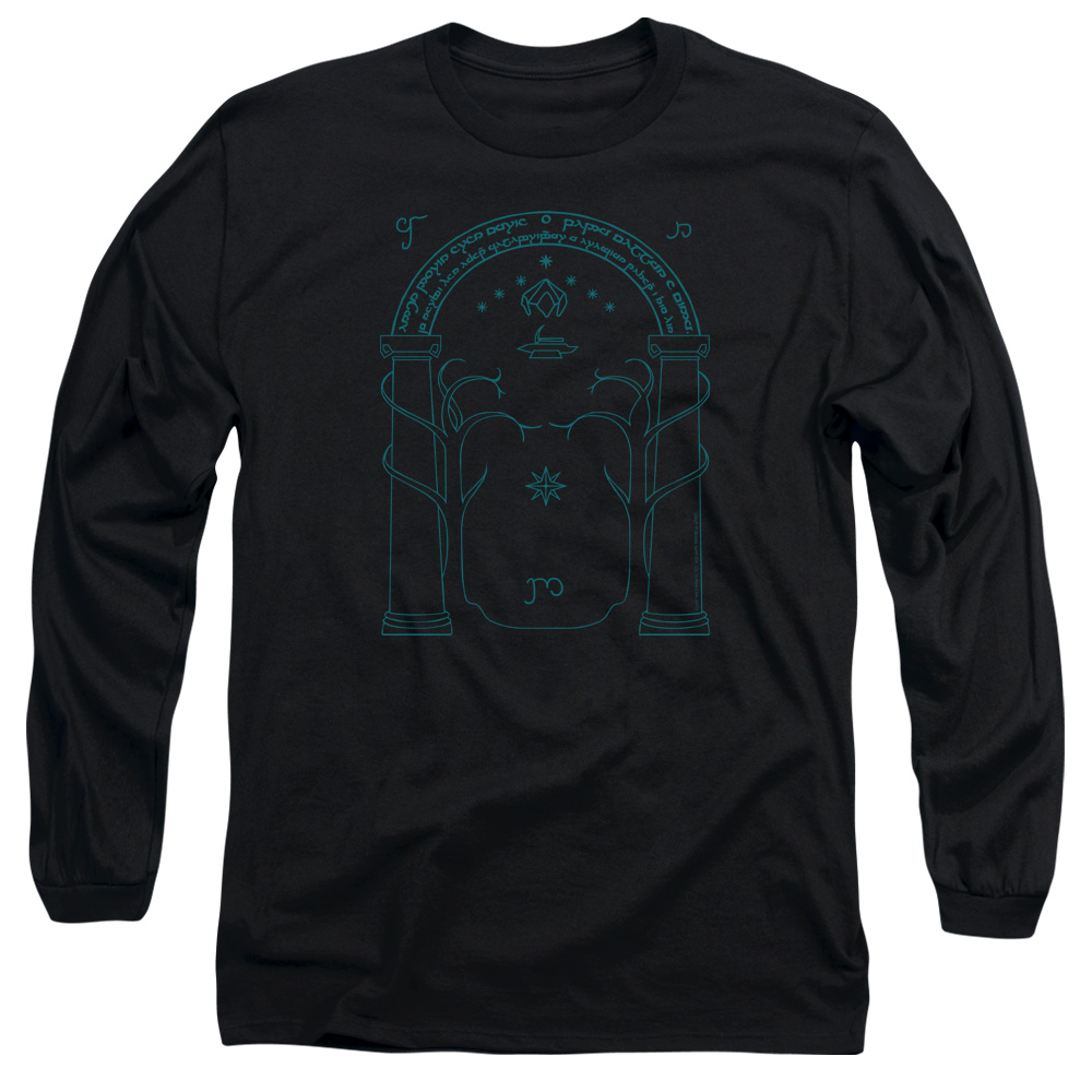 LOR1052-AL-3 Lord of The Rings Doors of Durin Adult Long Sleeve T-Shirt, Black - Large