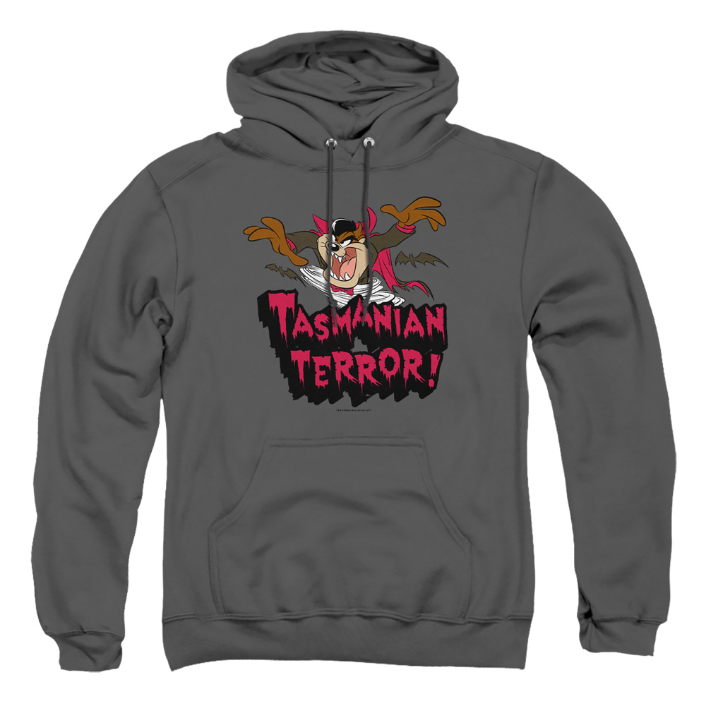 LT192-AFTH-2 Looney Tunes Taz Terror Adult Pullover Hoodie, Charcoal - Medium