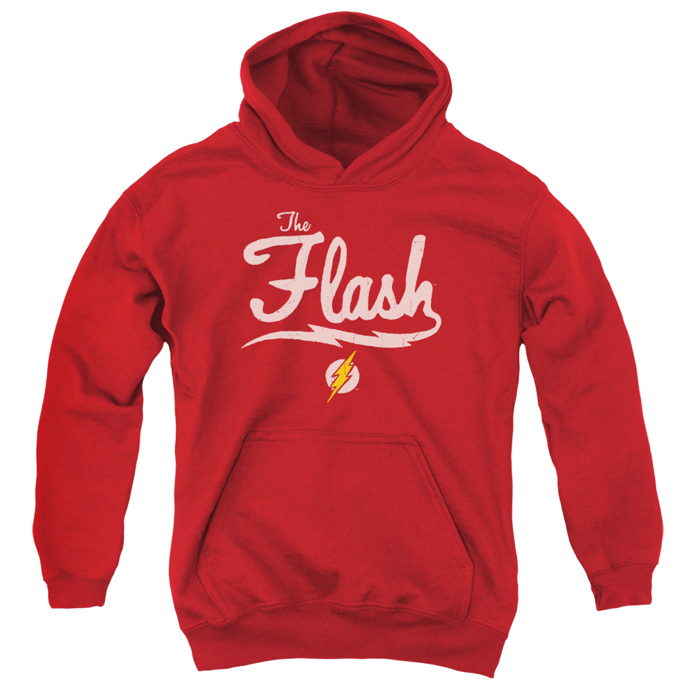 JLA657-YFTH-4 JLA Old School Flash Youth Hooded Sweatshirt, Red - Extra Large