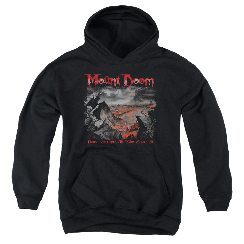 LOR1064-YFTH-2 Lord of The Rings Power Corrupts Youth Hooded Sweatshirt, Black - Medium