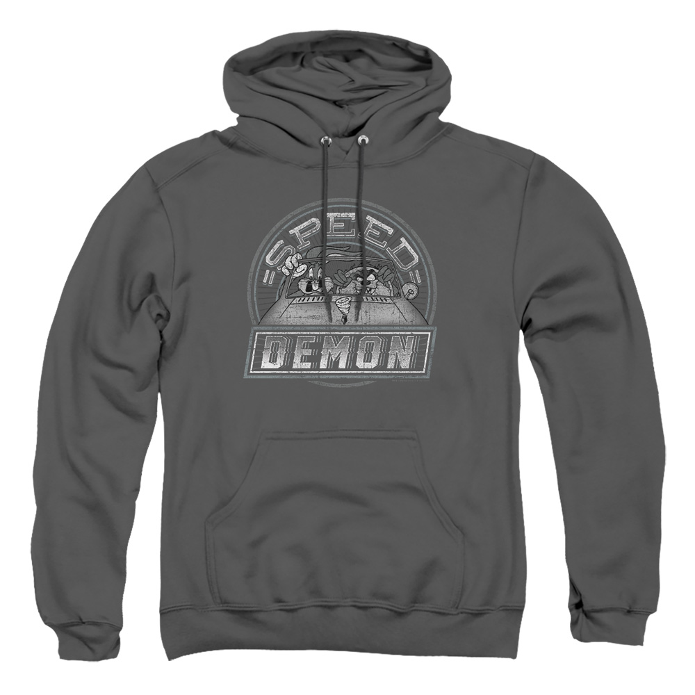 LT181-AFTH-2 Looney Tunes Speed Demon Adult Pullover Hoodie, Charcoal - Medium