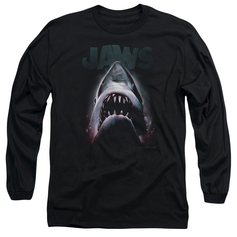 UNI352-AL-2 Jaws Terror In The Deep Adult Long Sleeve T-Shirt, Black - Medium