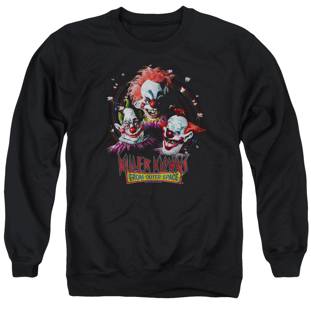 MGM329-AS-4 Killer Klowns From Outer Space Adult Crewneck Sweatshirt, Black - Extra Large
