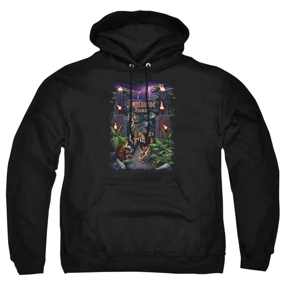 UNI282-AFTH-1 Jurassic Park Welcome to The Park Adult Pullover Hoodie, Black - Small