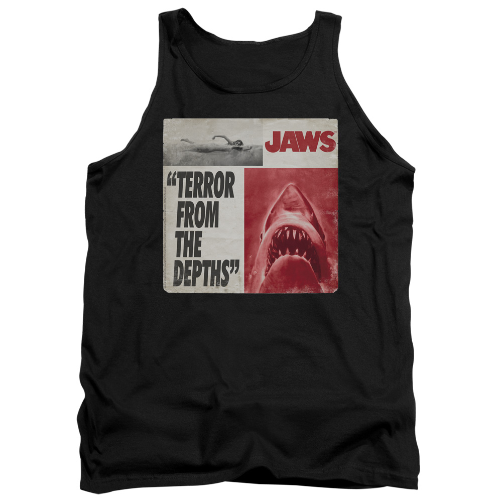 UNI903-TK-1 Jaws Terror Adult Tank Top, Black - Small