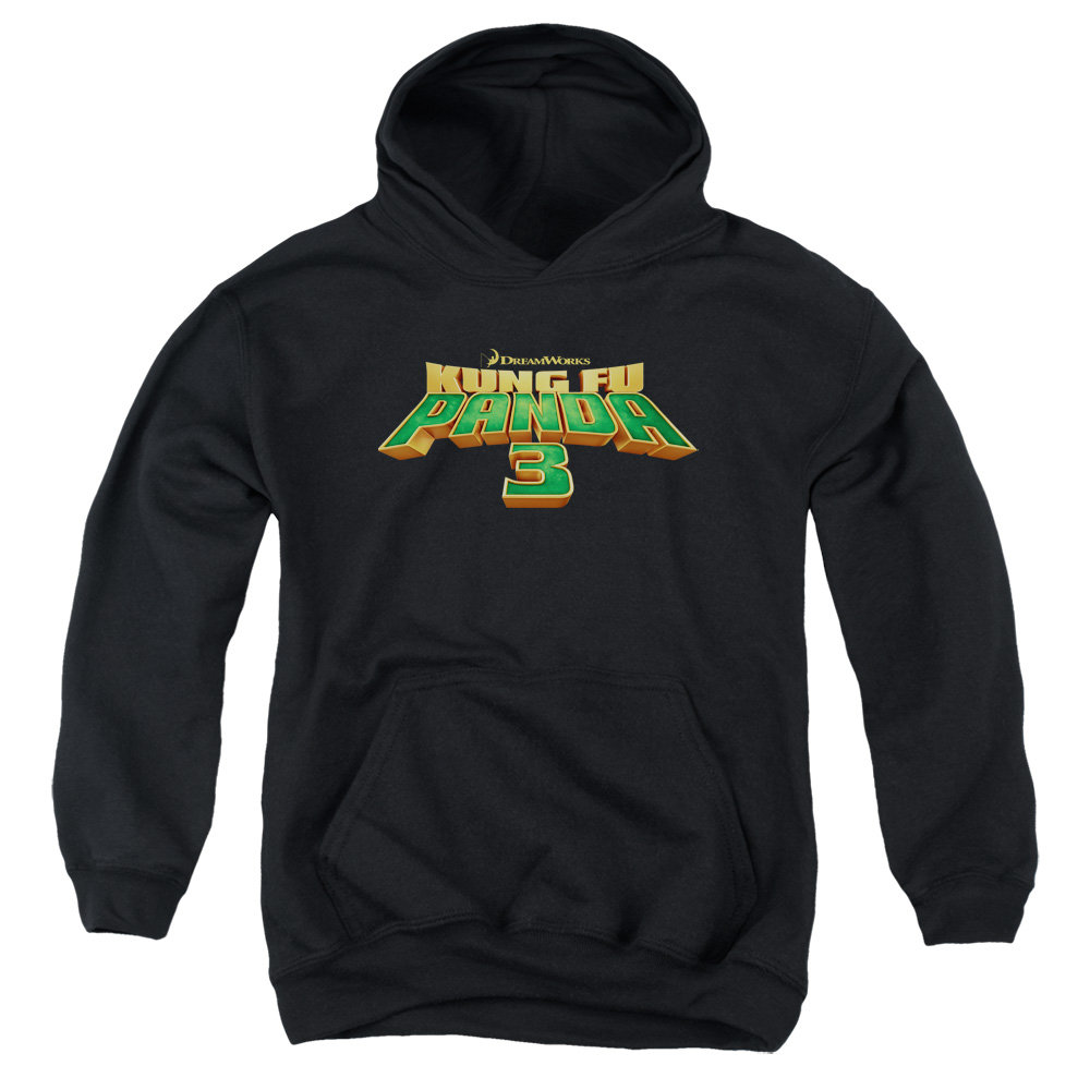 DRM298-YFTH-2 Kung Fu Panda Logo Youth Hooded Sweatshirt, Black - Medium
