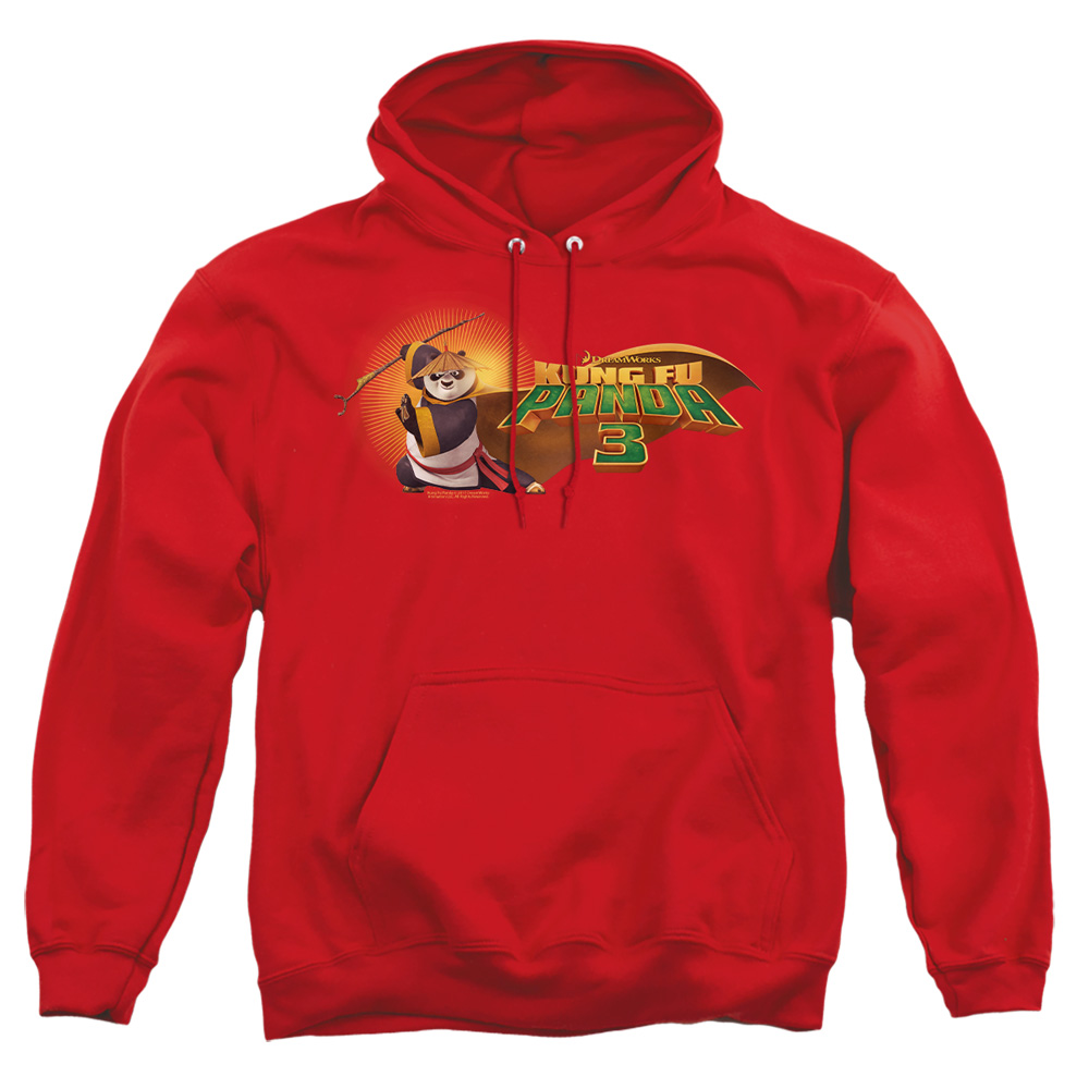 DRM299-AFTH-2 Kung Fu Panda Po Logo Adult Pullover Hoodie, Red - Medium