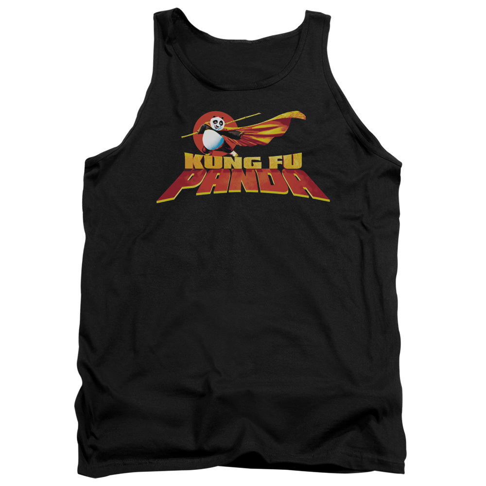 DRM194-TK-2 Kung Fu Panda Logo Adult Tank Top, Black - Medium