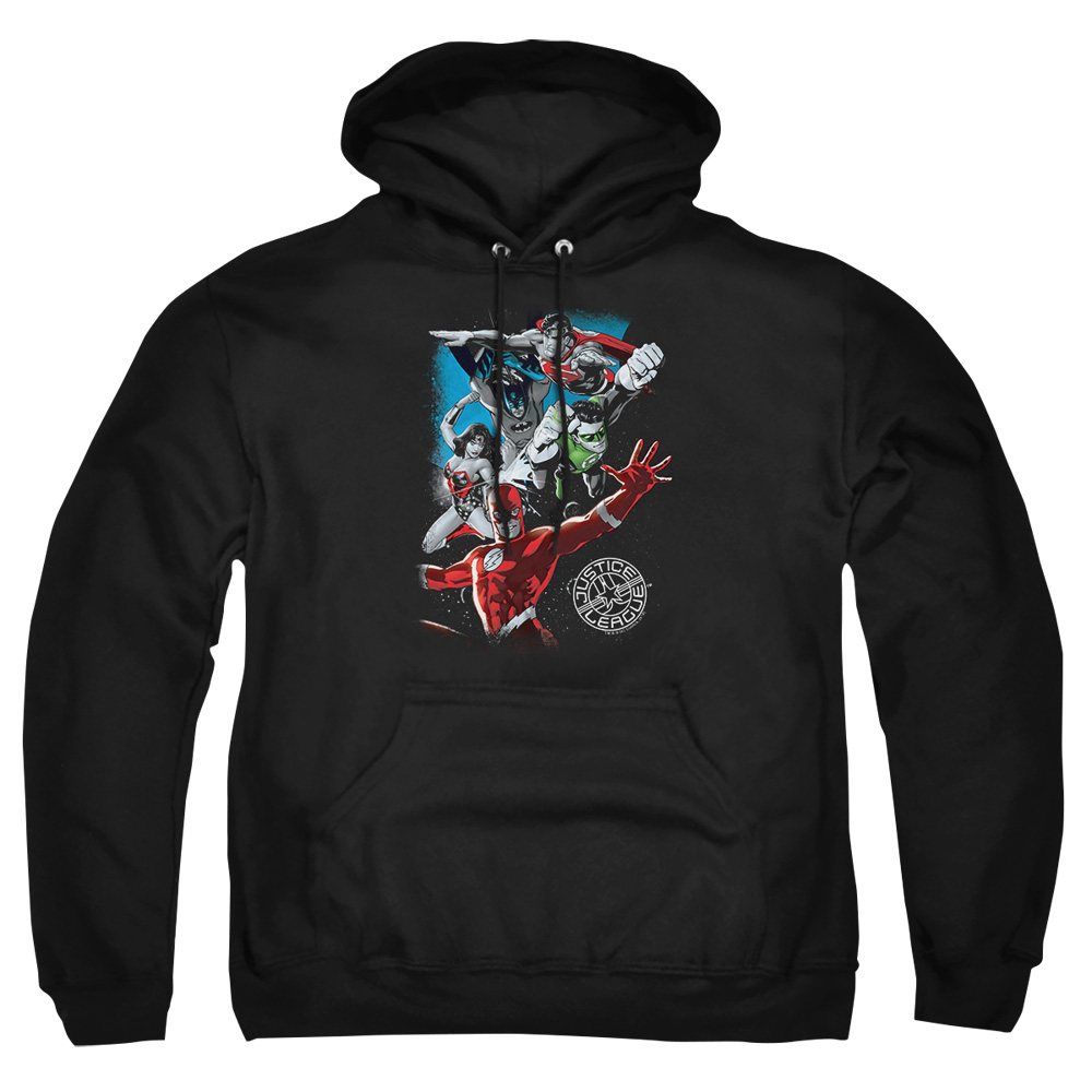 JLA138-AFTH-7 JLA Galactic Attack Adult Pullover Hoodie, Black - 4X