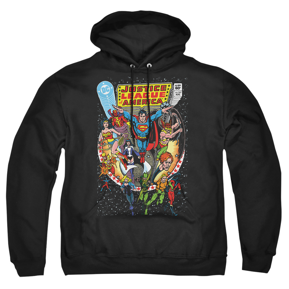 JLA1488-AFTH-2 Justice League No.217 Adult Pullover Hoodie, Black - Medium