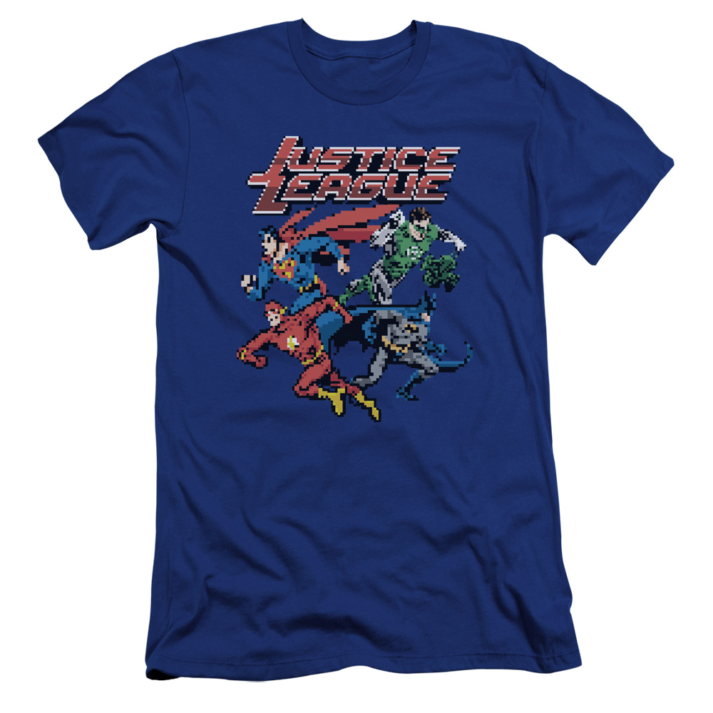 JLA434B-PSF-3 JLA Pixel League Premium Canvas Adult Slim Fit 30-1 Short Sleeve T-Shirt, Royal - Large -  Trevco Sportswear