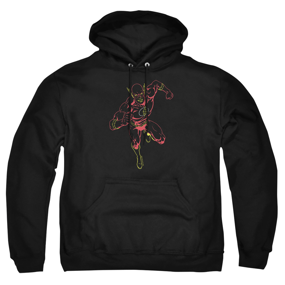 JLA345-AFTH-7 JLA Neon Flash Adult Pullover Hoodie, Black - 4X