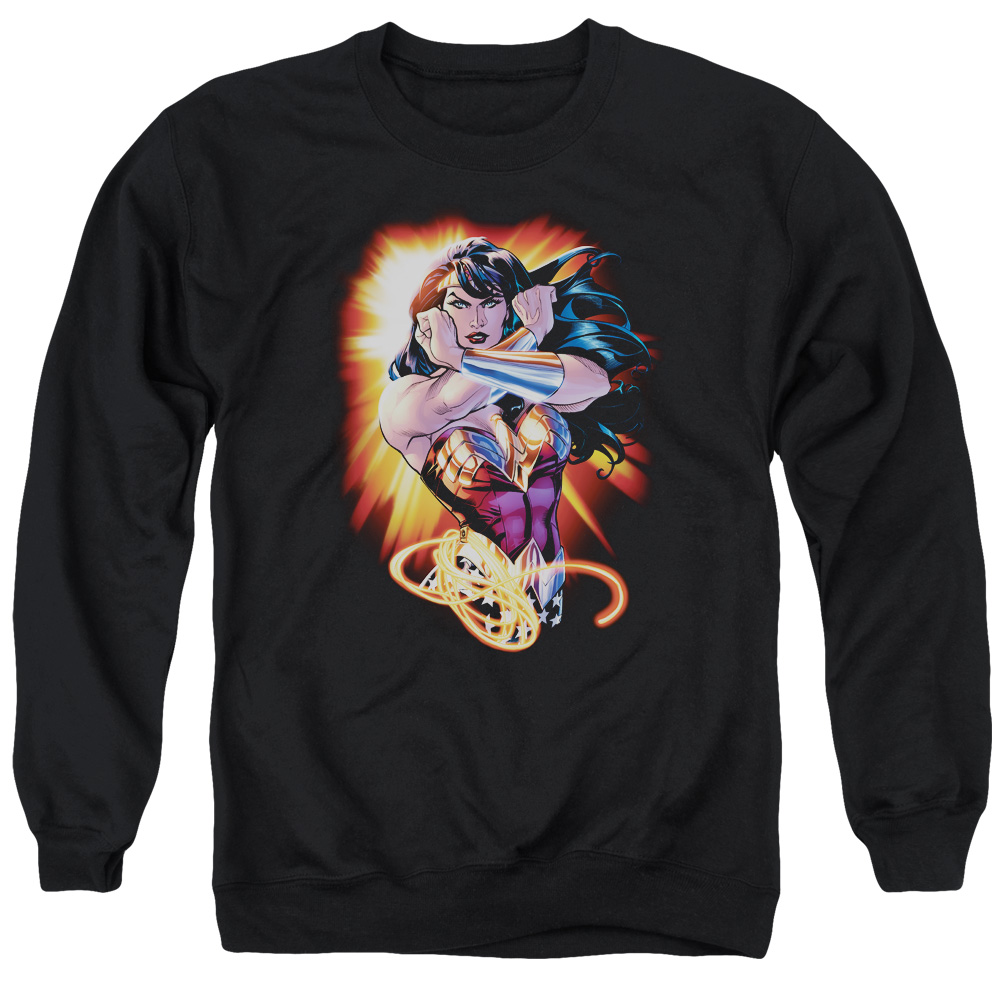 JLA469-AS-2 JLA Wonder Rays Adult Crewneck Sweatshirt, Black - Medium