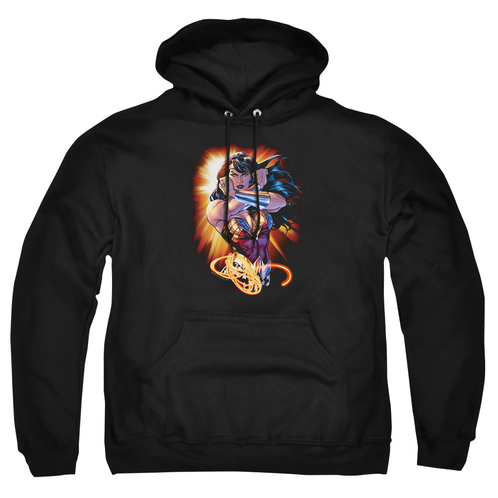 JLA469-AFTH-7 JLA Wonder Rays Adult Pullover Hoodie, Black - 4X