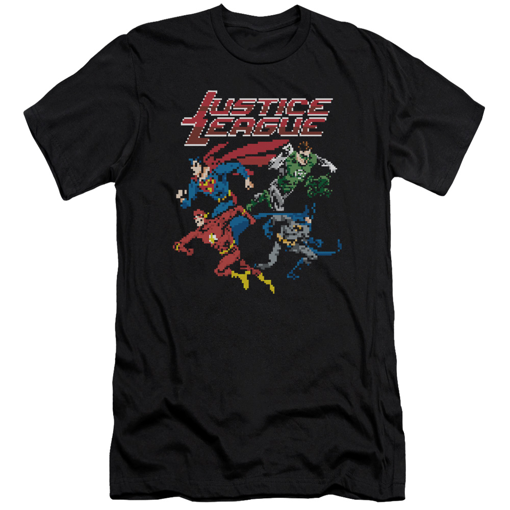 JLA434-PSF-4 JLA Pixel League Premium Canvas Adult Slim Fit 30-1 Short Sleeve T-Shirt, Black - Extra Large -  Trevco Sportswear