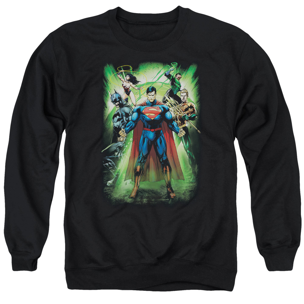 JLA516-AS-2 JLA Power Burst Adult Crewneck Sweatshirt, Black - Medium
