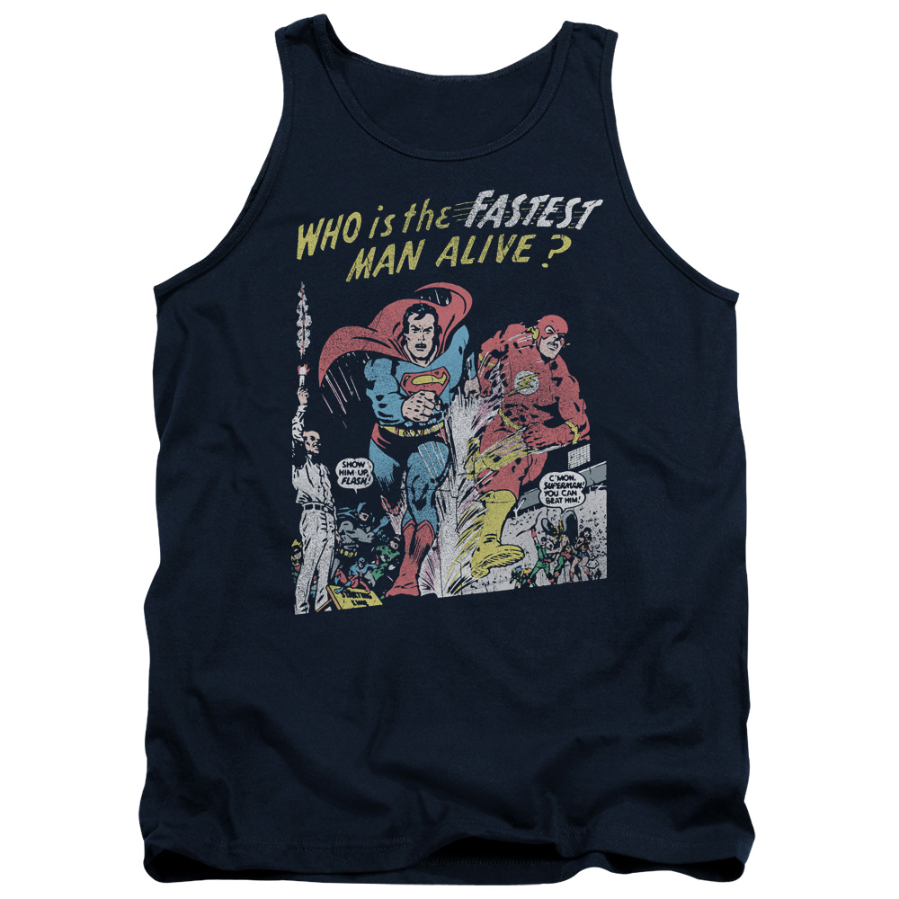 JLA567-TK-2 JLA Fastest Man Adult Tank Top, Navy - Medium