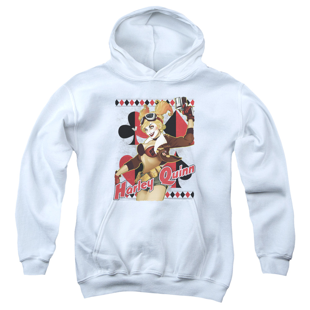 JLA644-YFTH-4 JLA Harley Bombshetll Youth Hooded Sweatshirt, White - Extra Large