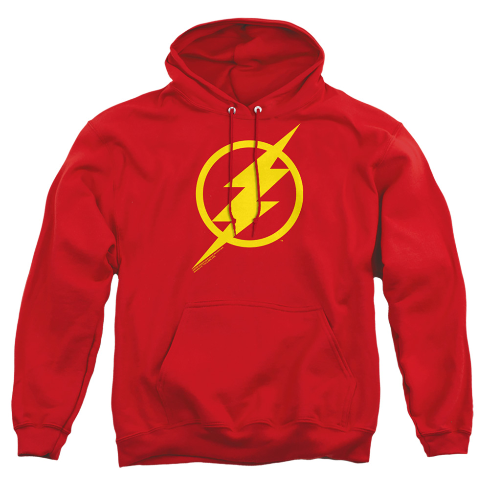 JLM228-AFTH-3 Justice League Movie Flash Solid Color Adult Pullover Hoodie, Red - Large