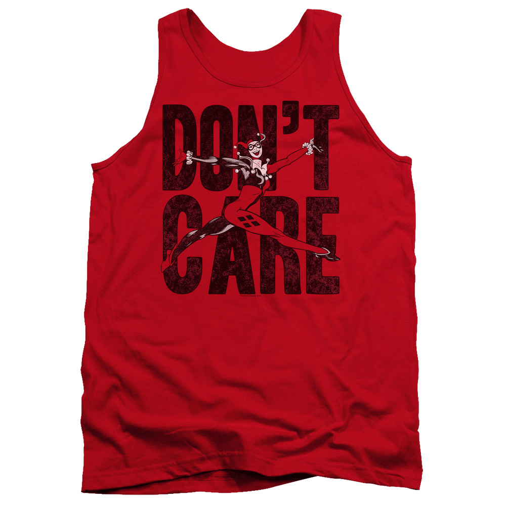 JLA807-TK-2 JLA Dont Care Adult Tank Top, Red - Medium