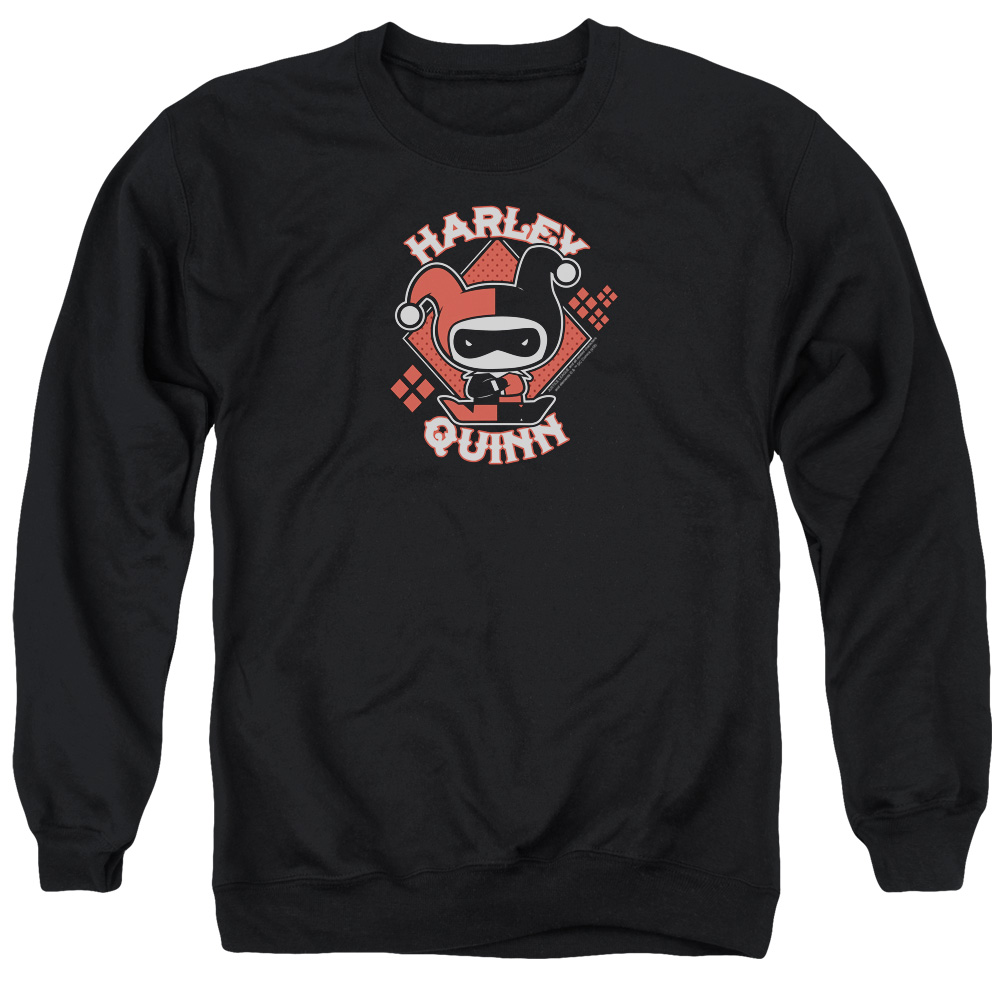 JLA827-AS-2 JLA Harley Chibi Adult Crewneck Sweatshirt, Black - Medium