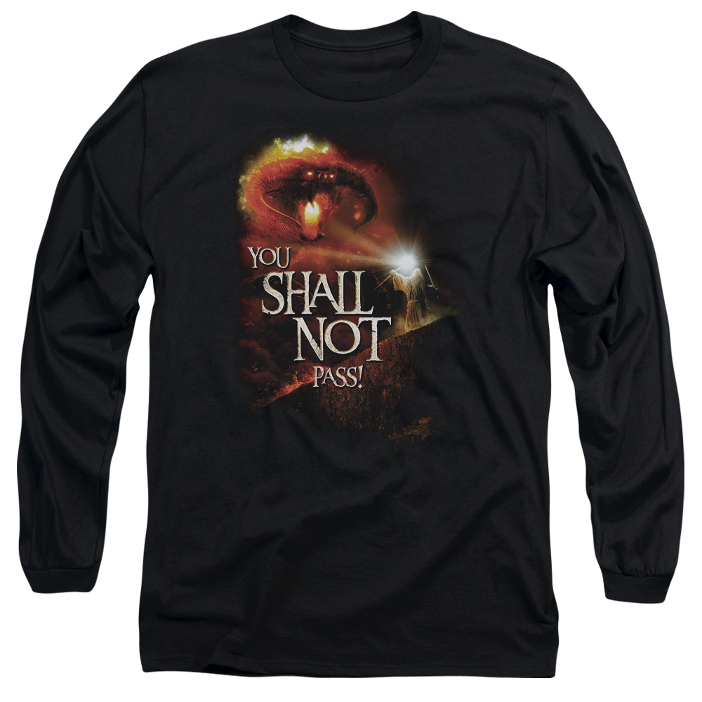 LOR1004-AL-6 Lord of The Rings You Shall Not Pass Adult Long Sleeve T-Shirt, Black - 3X