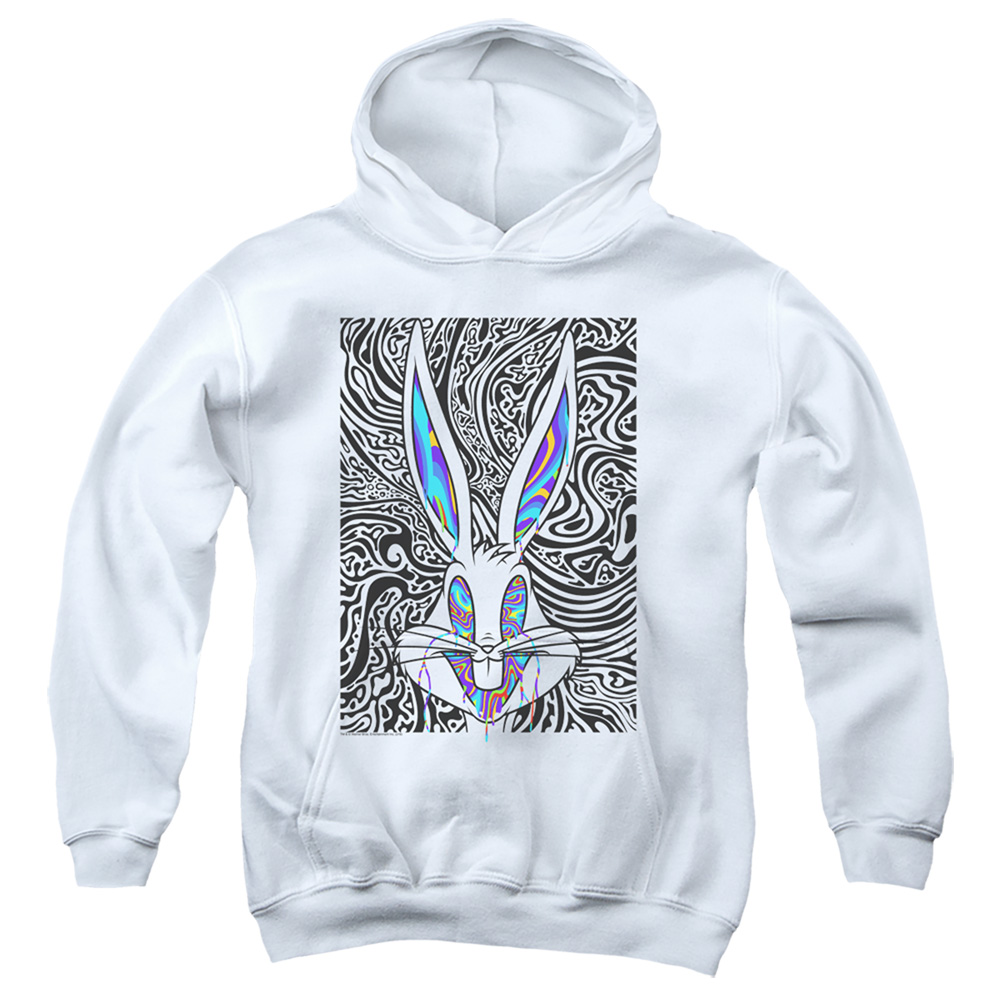 LT285-YFTH-2 Looney Tunes Wild Bugs Youth Hooded Sweatshirt, White - Medium