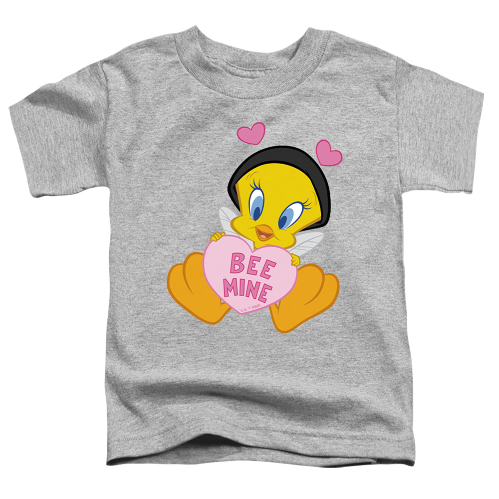 LT10051TVAL-TT-3 Looney Tunes Valentines Day Tweety Bee Mine Toddler Short Sleeve T-Shirt, Athletic Heather - Large 4T