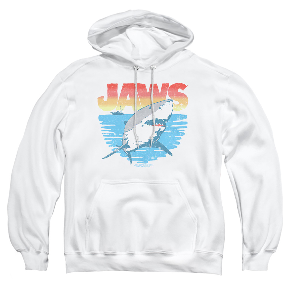 UNI1090-AFTH-1 Jaws Cool Waves Adult Pullover Hoodie, White - Small