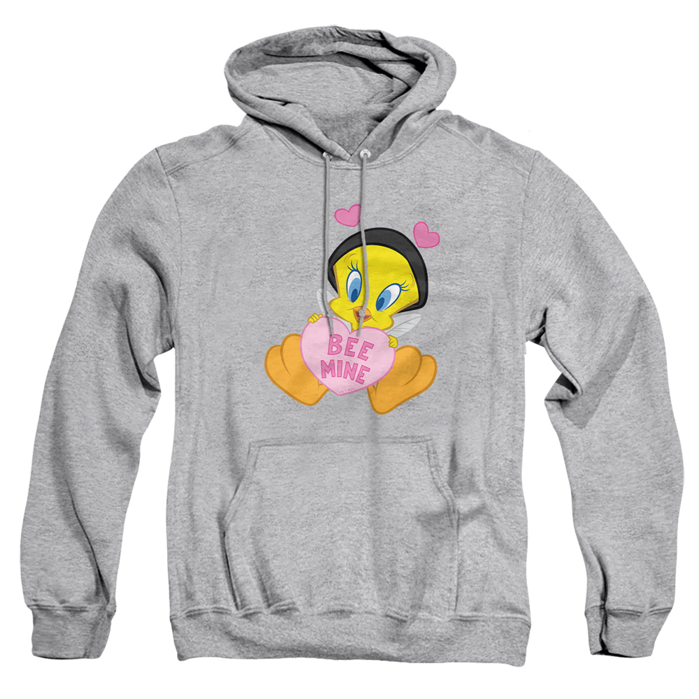 LT10051TVAL-AFTH-3 Looney Tunes Valentines Day Tweety Bee Mine Adult Pullover Hoodie, Athletic Heather - Large