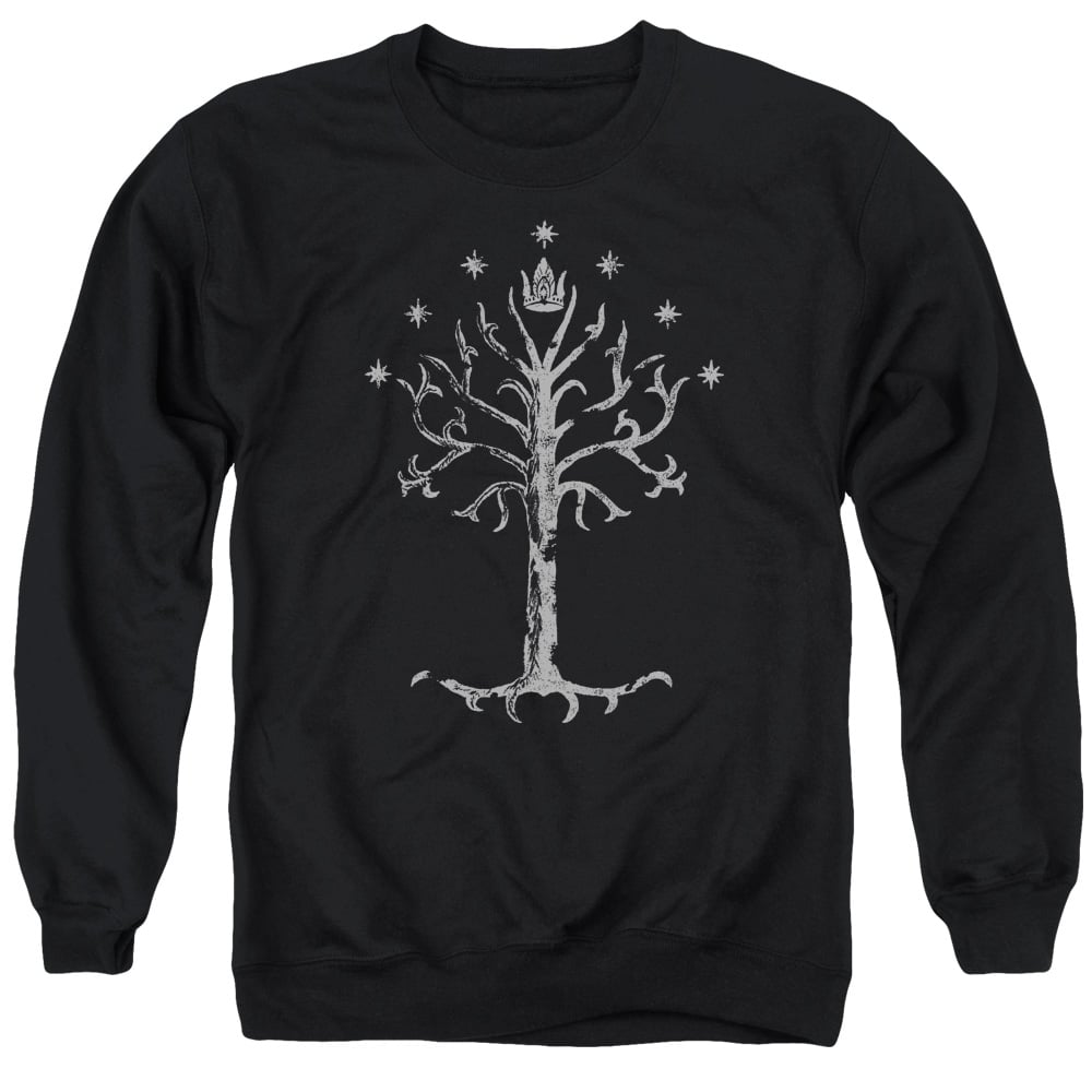 LOR3014C-AS-1 Lord of The Rings Tree of Gondor Adult Crewneck Sweatshirt, Black - Small