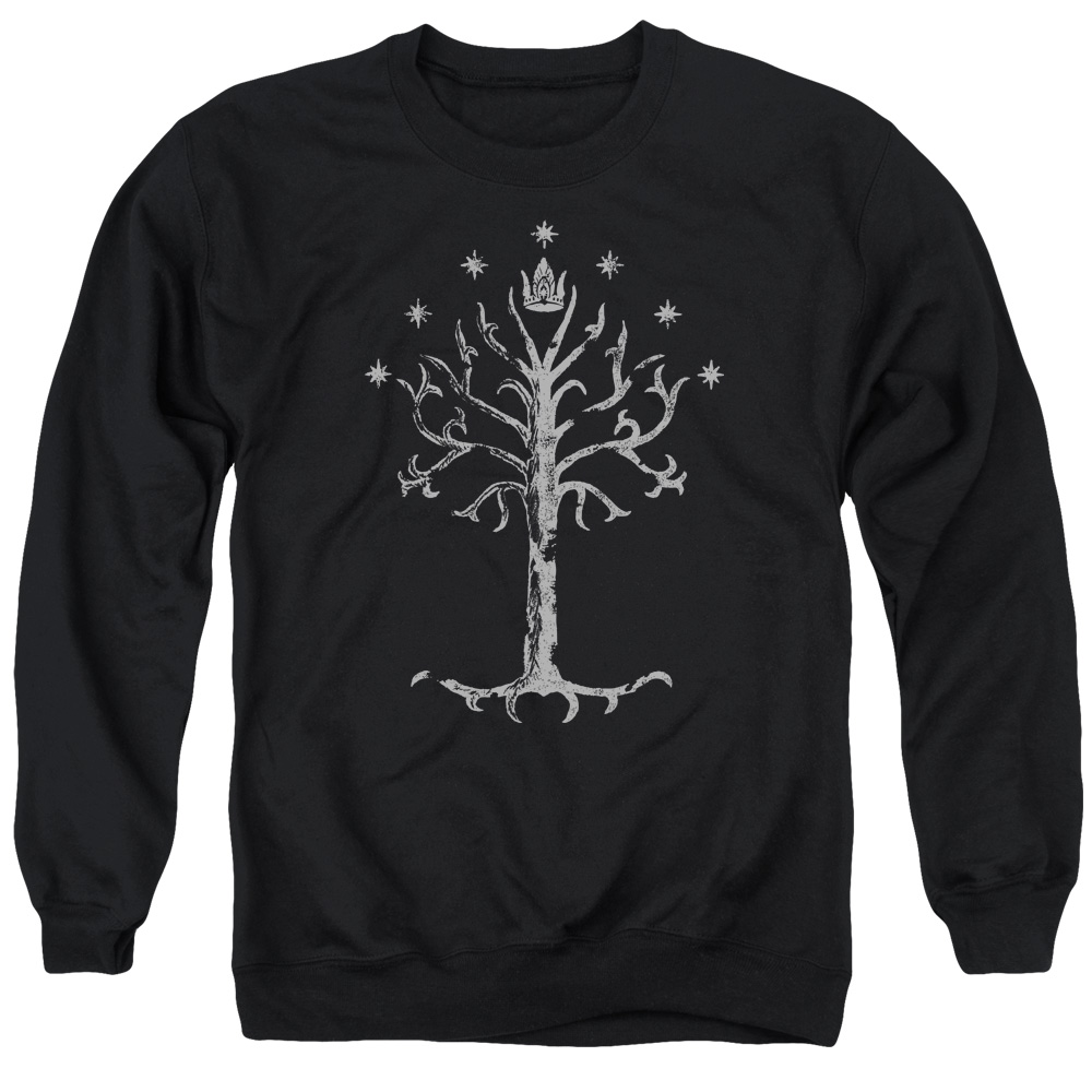 LOR3014C-AS-6 Lord of The Rings Tree of Gondor Adult Crewneck Sweatshirt, Black - 3X