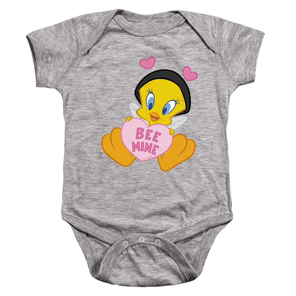 LT10051TVAL-SS-3 Looney Tunes Valentines Day Tweety Bee Mine Infant Snapsuit, Athletic Heather - Large - 18 Month